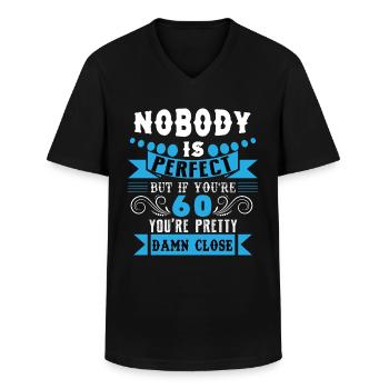 60th Birthday Funny saying Gift Idea - Men's V-Neck T-Shirt - black - Front - AI Model Male 178 dark (178cm)