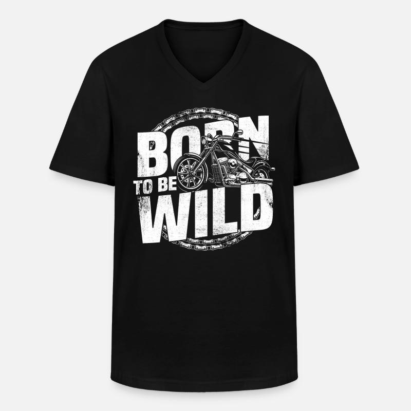 Born Wild - Männer-T-Shirt mit V-Ausschnitt - Schwarz