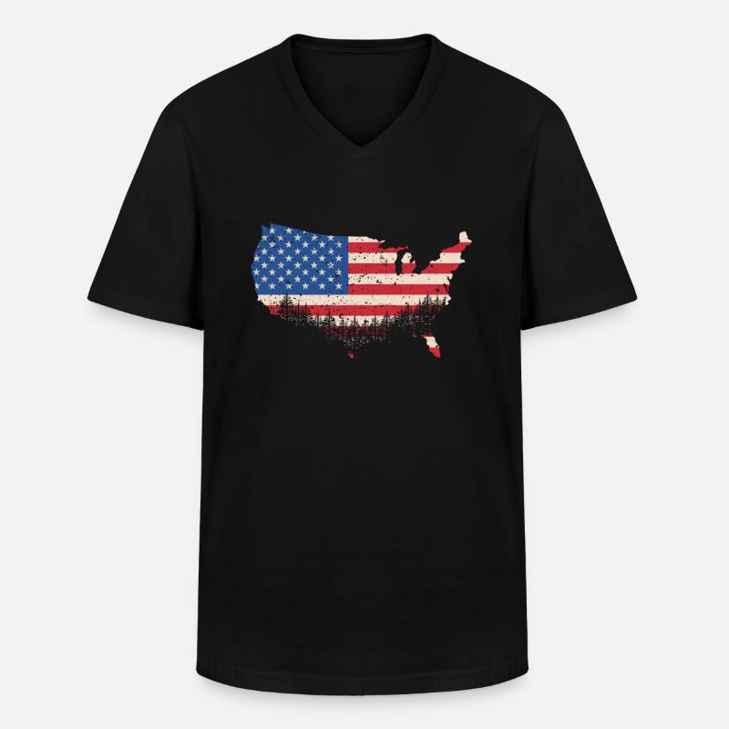 Amerika - Männer-T-Shirt mit V-Ausschnitt - Schwarz