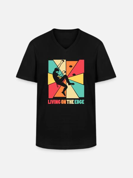 Leben am Rande Kletterwand - Männer-T-Shirt mit V-Ausschnitt - Schwarz
