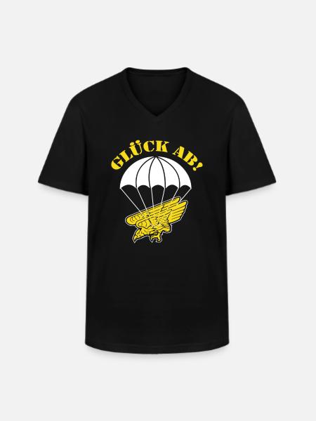 Glück ab! Fallschirmjäger - Männer-T-Shirt mit V-Ausschnitt - Schwarz