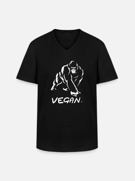 Vegan gorilla - Men's V-Neck T-Shirt - black