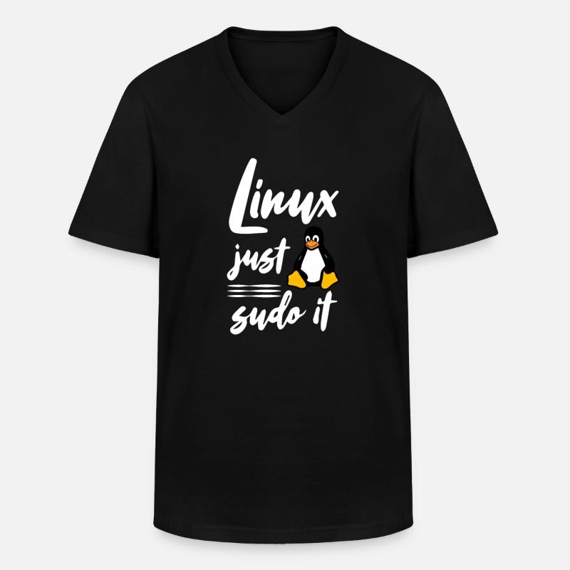 Linux just sudo it - Männer-T-Shirt mit V-Ausschnitt - Schwarz