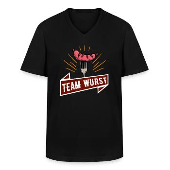 Team Wurst Bratwurst Fans Grillmeister - Männer-T-Shirt mit V-Ausschnitt - Schwarz - Vorne - AI Model Male 178 dark (178cm)