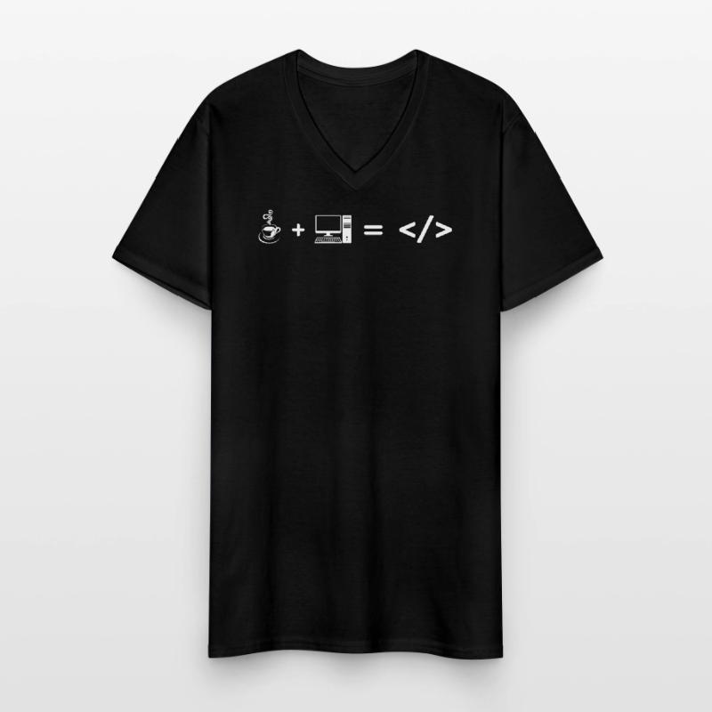 Kaffee + Computer = Coding Männer-T-Shirt mit V-Ausschnitt