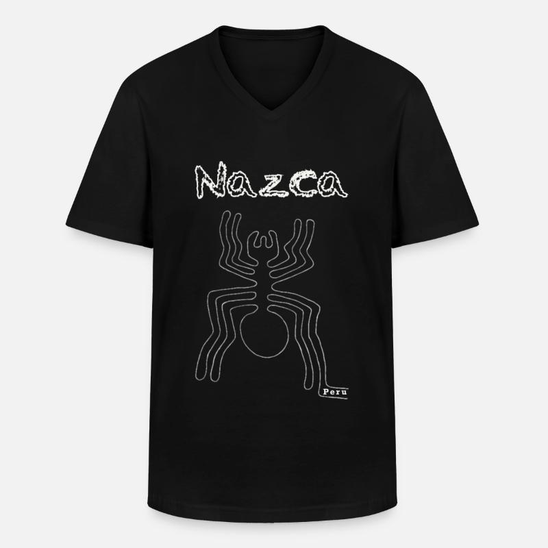 Nazca Spider - Männer-T-Shirt mit V-Ausschnitt - Schwarz