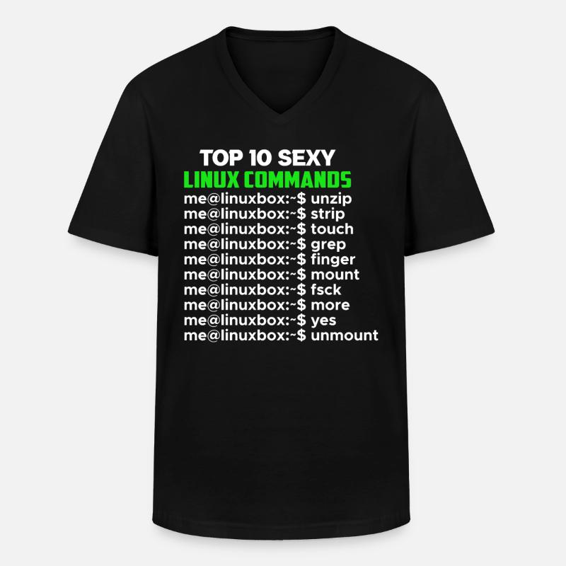 Linux Nerd Console Commands Geek - T-shirt col V Homme - noir