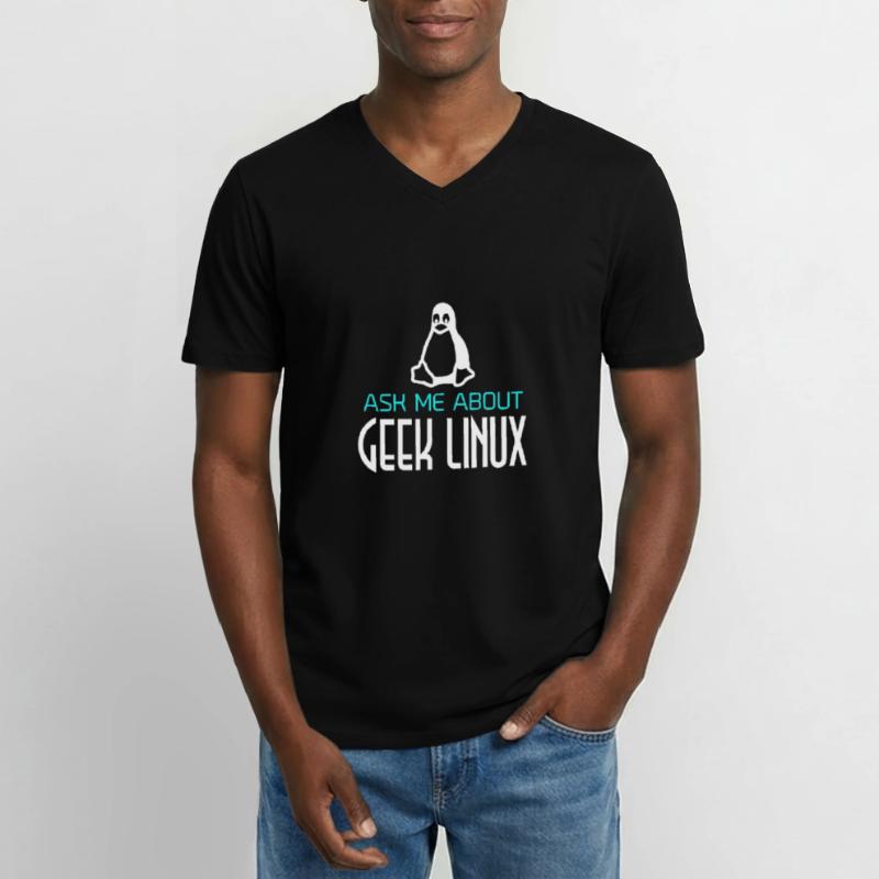 Geek Linux Pinguin Computer Nerd IT PC Männer-T-Shirt mit V-Ausschnitt