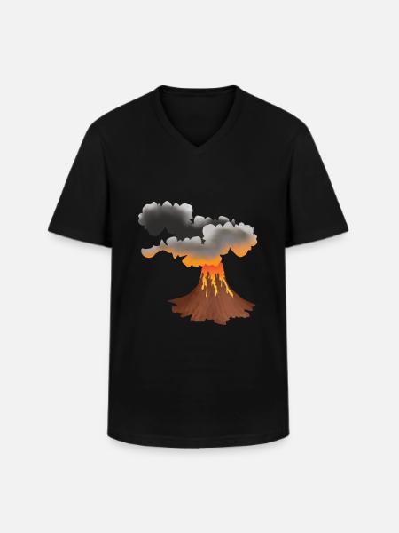 Erupting volcano design - Men's V-Neck T-Shirt - black