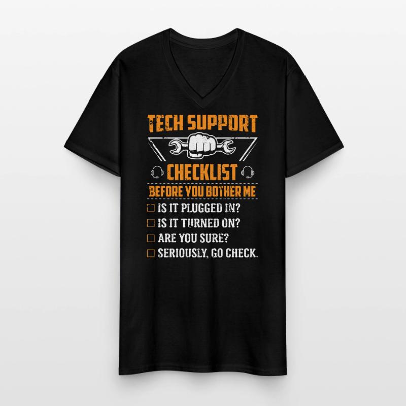 Technology Support Checklist Computer IT Informatics Men's V-Neck T-Shirt