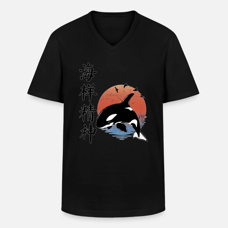 Orca - Männer-T-Shirt mit V-Ausschnitt - Schwarz