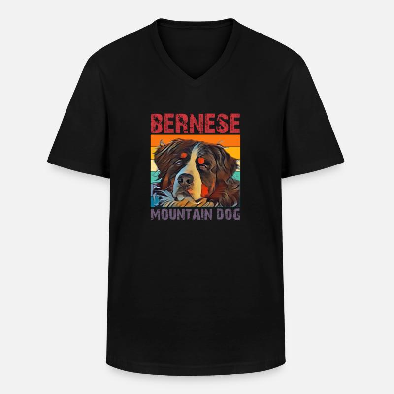 Berner Berghund - Männer-T-Shirt mit V-Ausschnitt - Schwarz