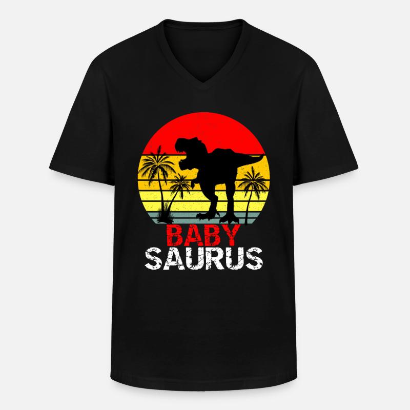 Babysaurus T Rex Dinosaur - Men's V-Neck T-Shirt - black