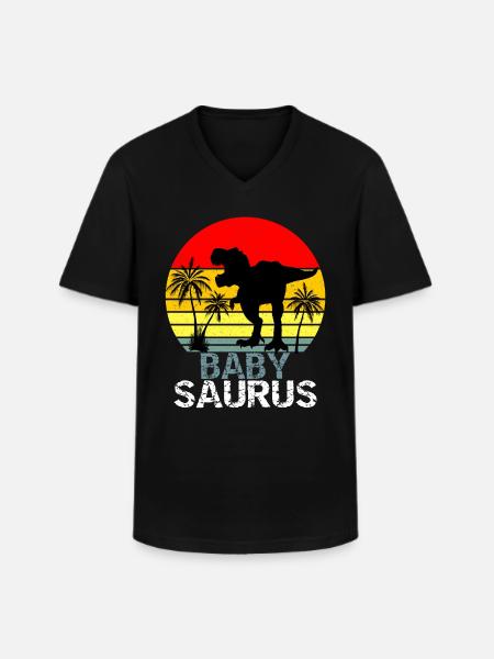 Babysaurus T Rex Dinosaur - Men's V-Neck T-Shirt - black