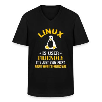 Linux Geek Coding Programmierer Nerd - Männer-T-Shirt mit V-Ausschnitt - Schwarz - Vorne - AI Model Male 178 dark (178cm)