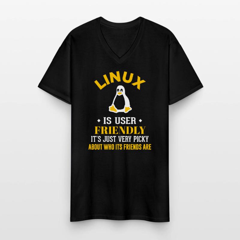 Linux Geek Coding Programmierer Nerd Männer-T-Shirt mit V-Ausschnitt