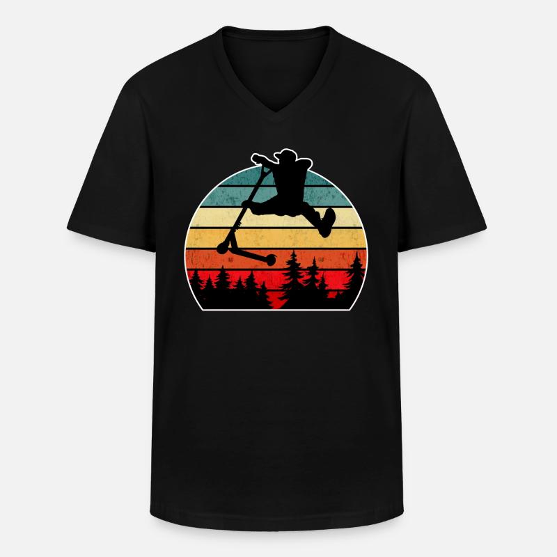 Escooter Scooter Stunt - Männer-T-Shirt mit V-Ausschnitt - Schwarz