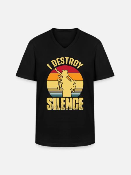 Dudelsack Destroy Silence Sackpfeife Retro - Männer-T-Shirt mit V-Ausschnitt - Schwarz