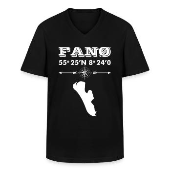 Fanö Coordonnées Danemark Mer du Nord Danois - T-shirt col V Homme - noir - Devant - AI Model Male 178 dark (178cm)