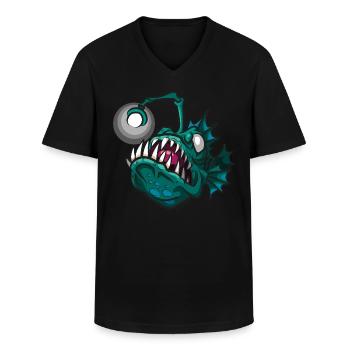 Poisson-grenouille Pêche en haute mer Monster Fish Lantern - T-shirt col V Homme - noir - Devant - AI Model Male 178 dark (178cm)