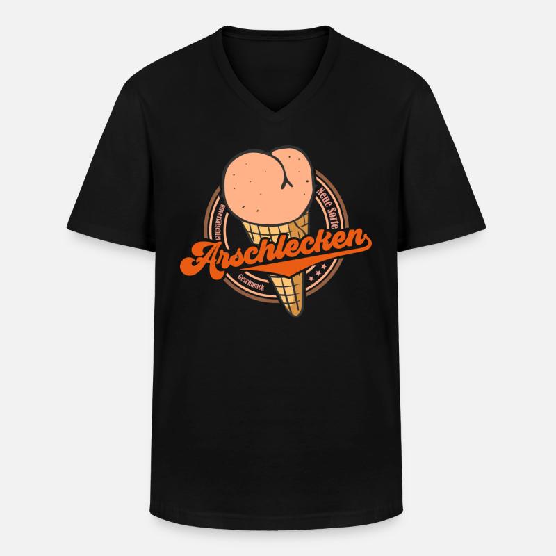 Arschlecken (Neue-Eis-Sorte-Edition) - Männer-T-Shirt mit V-Ausschnitt - Schwarz