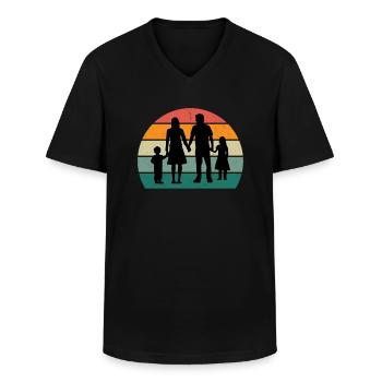 Familie Mama Papa Kind Sohn Tochter Tante Onkel - Männer-T-Shirt mit V-Ausschnitt - Schwarz - Vorne - AI Model Male 178 dark (178cm)