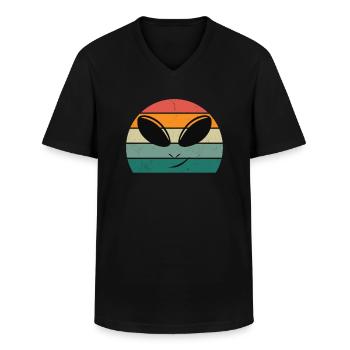 Aliens Alien Space Flying OVNIS OVNI - T-shirt col V Homme - noir - Devant - AI Model Male 178 dark (178cm)
