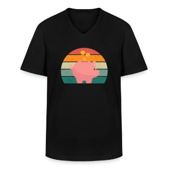 porcs porcs verrat porcherie porc - T-shirt col V Homme - noir - Devant - AI Model Male 178 dark (178cm)