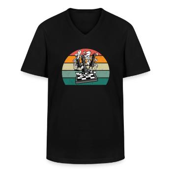 Schachspieler Schachspielerin König Dame Schach - Männer-T-Shirt mit V-Ausschnitt - Schwarz - Vorne - AI Model Male 178 dark (178cm)