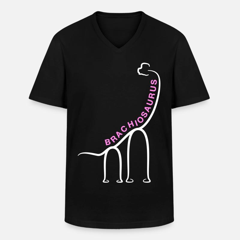 Dinosaurier Brachiosaurus Dino Liniengrafik - Männer-T-Shirt mit V-Ausschnitt - Schwarz