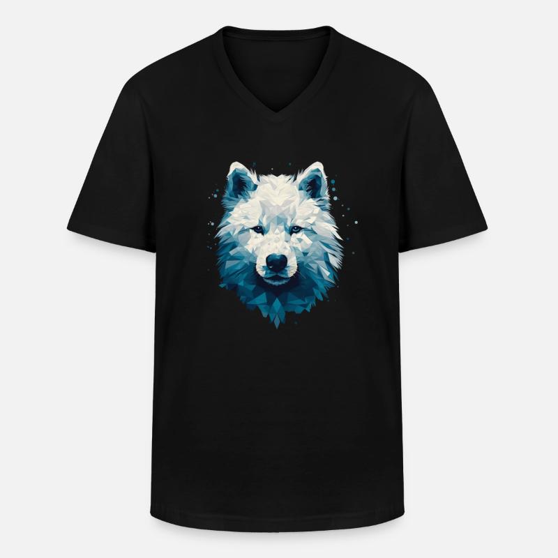 Buntes Samojeden-Kunstdesign - Männer-T-Shirt mit V-Ausschnitt - Schwarz