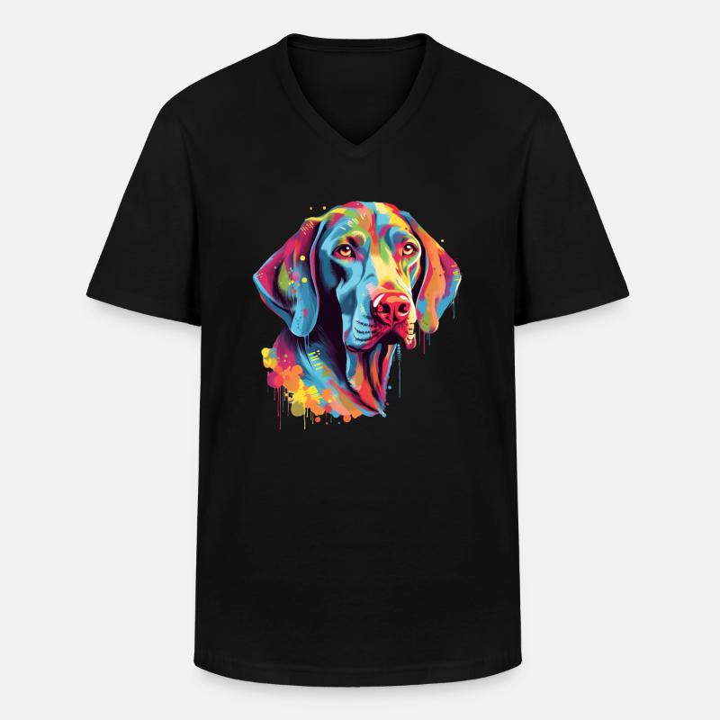 Bunter Weimaraner - Männer-T-Shirt mit V-Ausschnitt - Schwarz