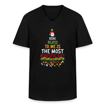 Being Related To Me – Lustiger Weihnachtsspruch - Männer-T-Shirt mit V-Ausschnitt - Schwarz - Vorne - AI Model Male 178 dark (178cm)