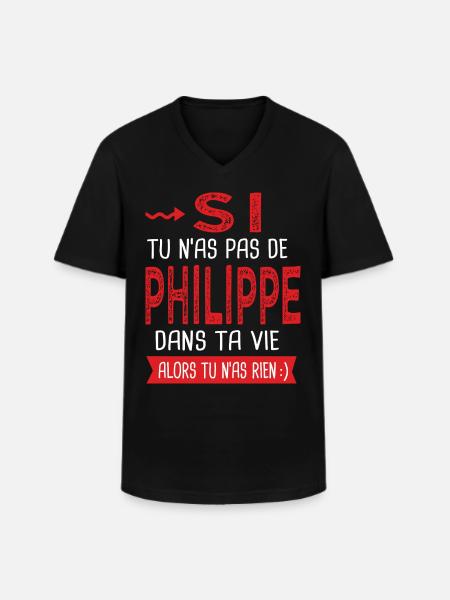 Philippe Si tu n as pas un bruno Cadeau Philippe - T-shirt col V Homme - noir