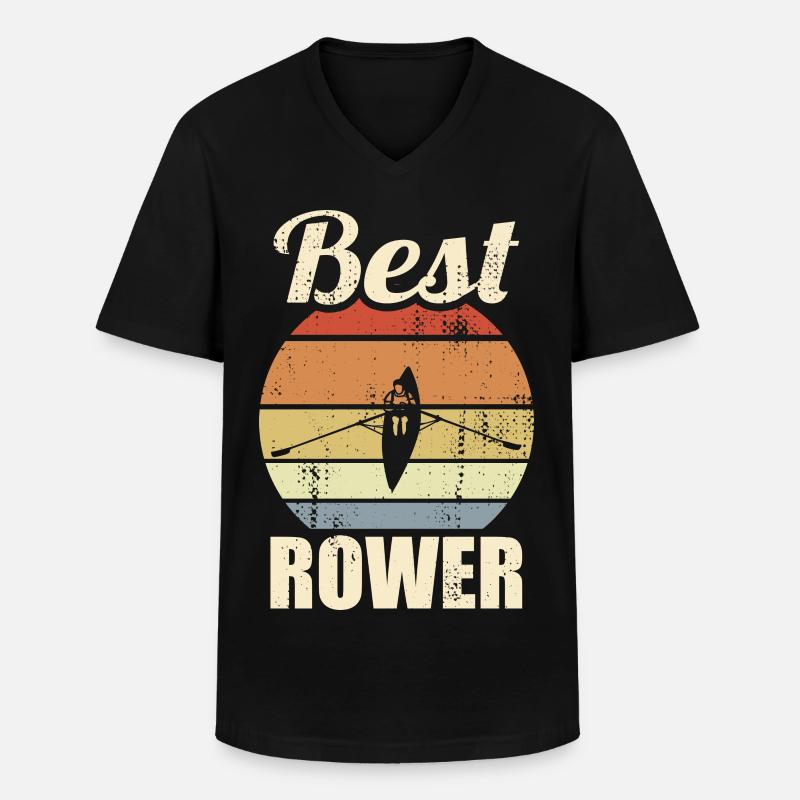 Lustiger Ruderer - Männer-T-Shirt mit V-Ausschnitt - Schwarz