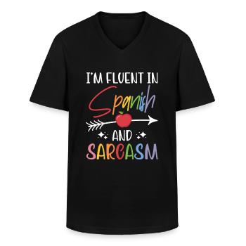 Spanischlehrerin Maestra Bilinguale Lehrerin - Männer-T-Shirt mit V-Ausschnitt - Schwarz - Vorne - AI Model Male 178 dark (178cm)