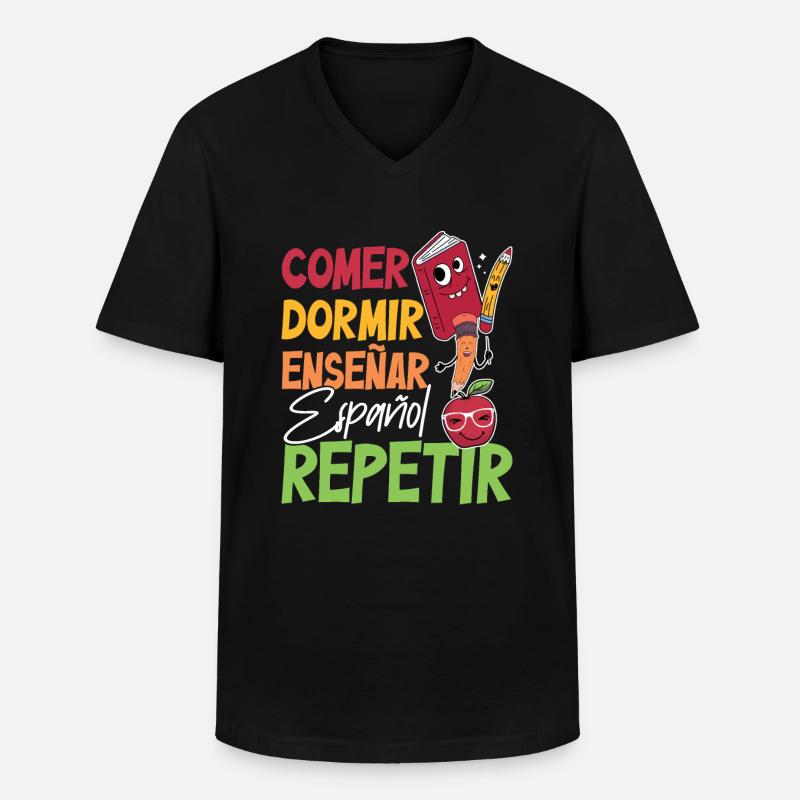 Spanischlehrerin Maestra Bilinguale Lehrerin - Männer-T-Shirt mit V-Ausschnitt - Schwarz