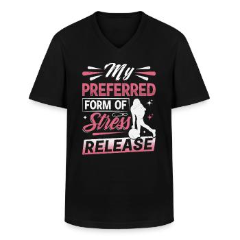Bowling Lady - Ma forme préférée de libération du stress - T-shirt col V Homme - noir - Devant - AI Model Male 178 dark (178cm)
