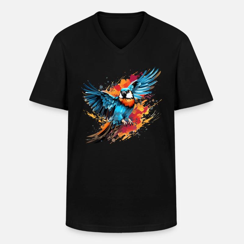 Buntfalke Farbkleckse Farbspritzer - Männer-T-Shirt mit V-Ausschnitt - Schwarz