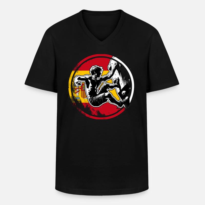 Spain Climber – Distressed Boulderer Climbing - Männer-T-Shirt mit V-Ausschnitt - Schwarz