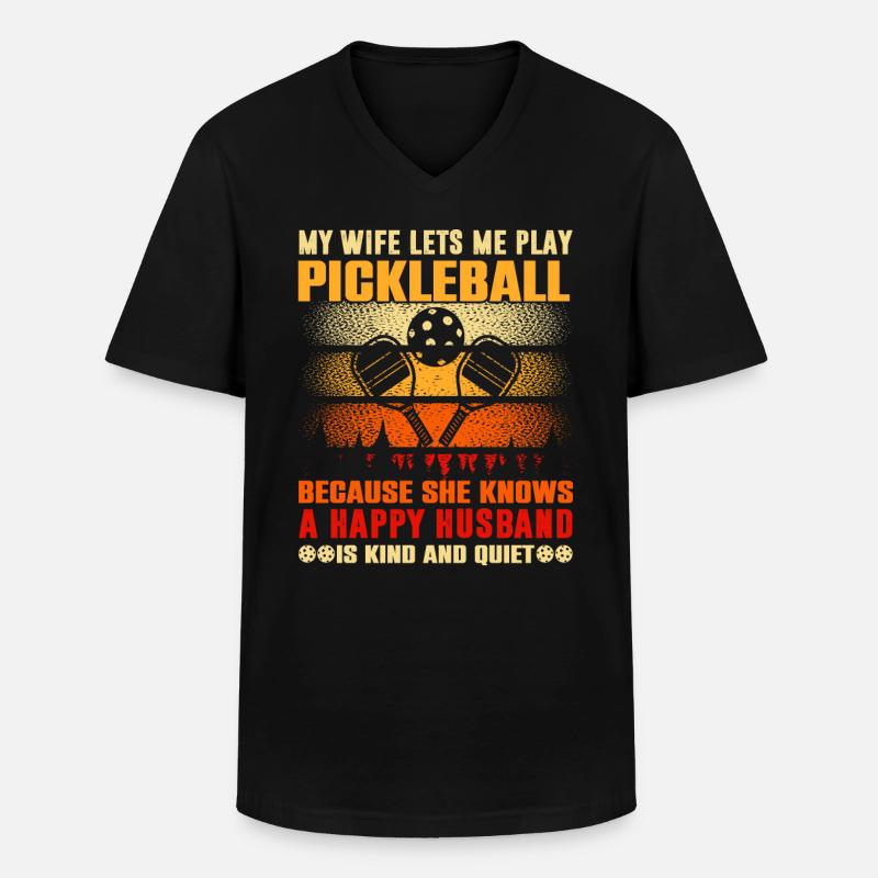 Pickleball-spieler-ehemann Liebt - Männer-T-Shirt mit V-Ausschnitt - Schwarz