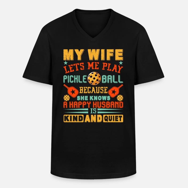 Pickleball-spieler-ehemann Liebt - Männer-T-Shirt mit V-Ausschnitt - Schwarz