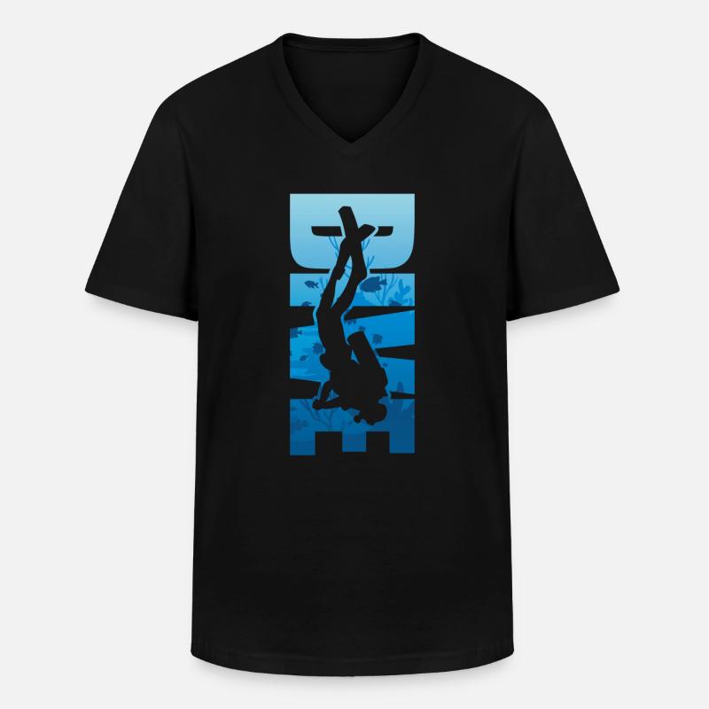 Tauchen - Männer-T-Shirt mit V-Ausschnitt - Schwarz