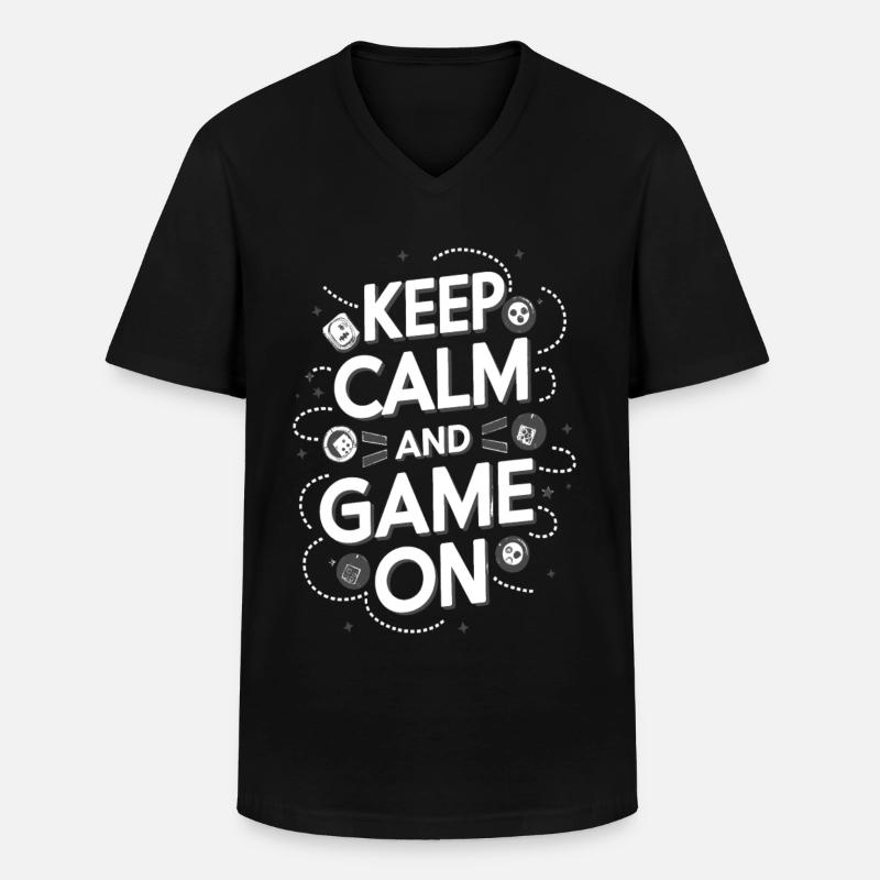 KEEP CALM AND GAME ONE - Männer-T-Shirt mit V-Ausschnitt - Schwarz