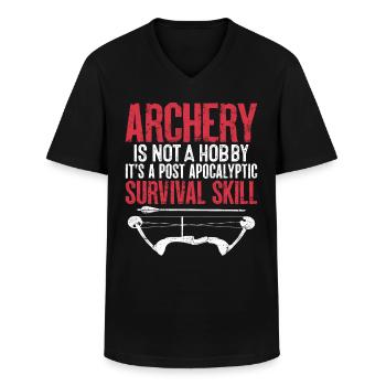 Lustige Bogenschießen Befiederung Recurve Pfeil Jagd - Männer-T-Shirt mit V-Ausschnitt - Schwarz - Vorne - AI Model Male 178 dark (178cm)