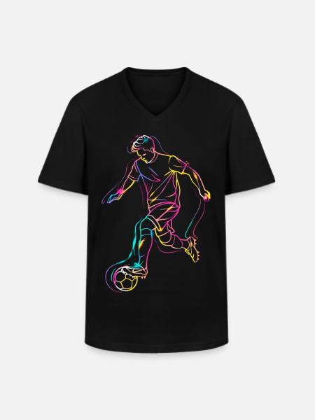 Soccer Player Line Art - Men's V-Neck T-Shirt - black