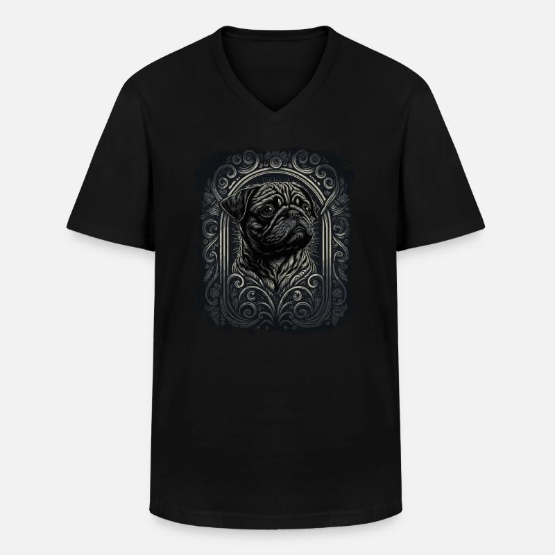 Kleiner Mops - Männer-T-Shirt mit V-Ausschnitt - Schwarz