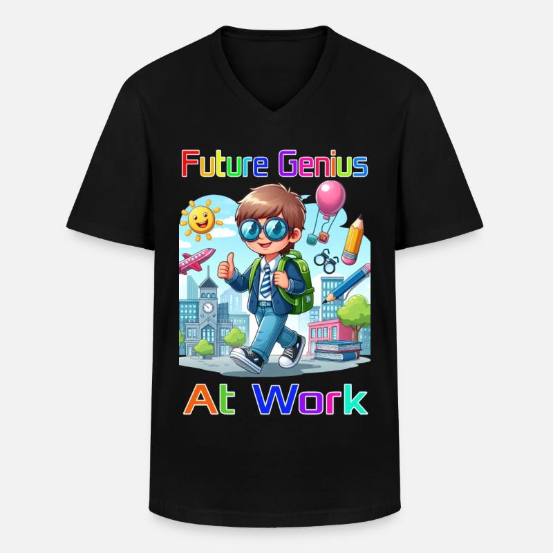 Future Genius at work - Männer-T-Shirt mit V-Ausschnitt - Schwarz
