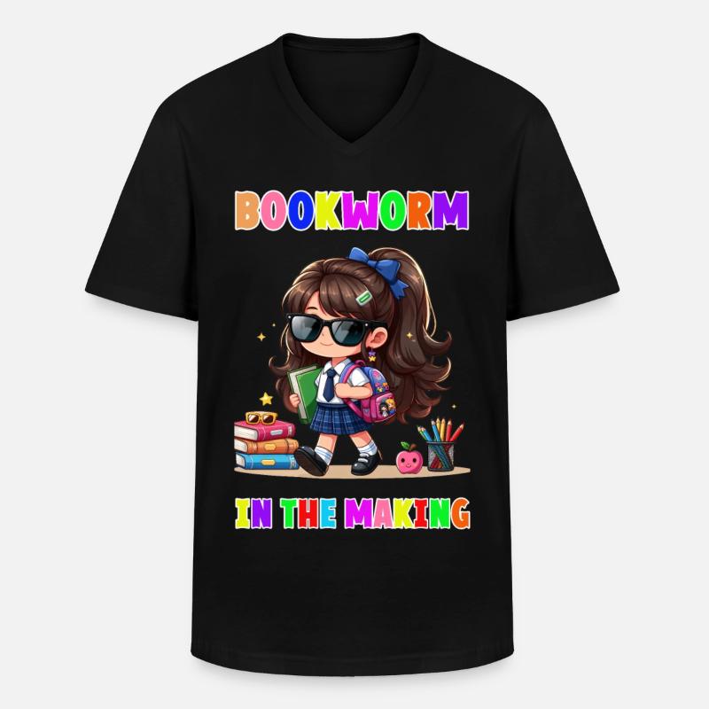 Bookworm in making - Männer-T-Shirt mit V-Ausschnitt - Schwarz