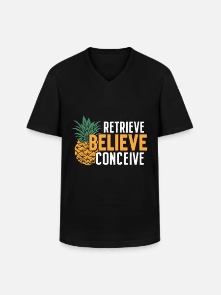 Ophalen Geloven Zwanger Grappige IVF Ananas - Klassiek mannen T-shirt met V-hals - zwart